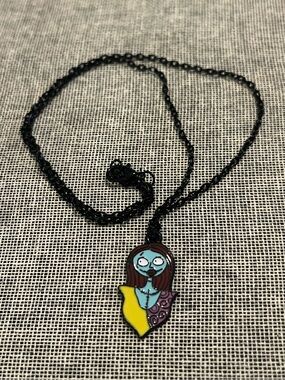 Nightmare Before Christmas Cute Blue Sally Enamel Necklace with Black Chain